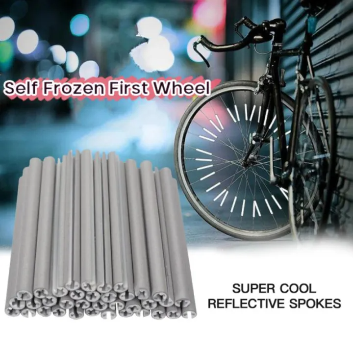 12pcs Bicycle Spoke Reflective Stripe Night Safety Warning Light Cycling Bike Reflective Strip Reflector Bicycle Accessories